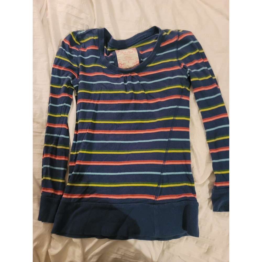 Duck Head Striped Long Sleeve‎ Top Colorful Casual Tunic Shirt Size S